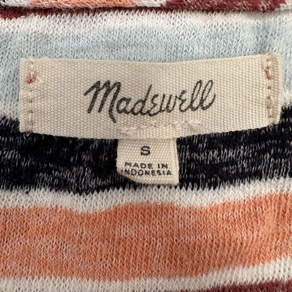 Madewell Alto Scoop Neck Knit Short Sleeve Tee Top Multicolor Striped Sz Small - Picture 4 of 9